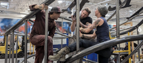 A crew at The Reno Generator works on "The End of Time" by Andrea Greenlees and Andy Tibbetts